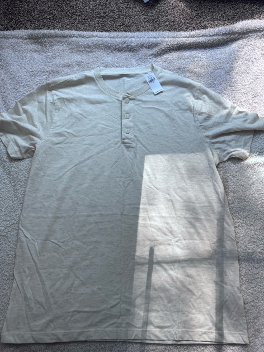 Old Navy Cream Short-Sleeve Henley Shirt